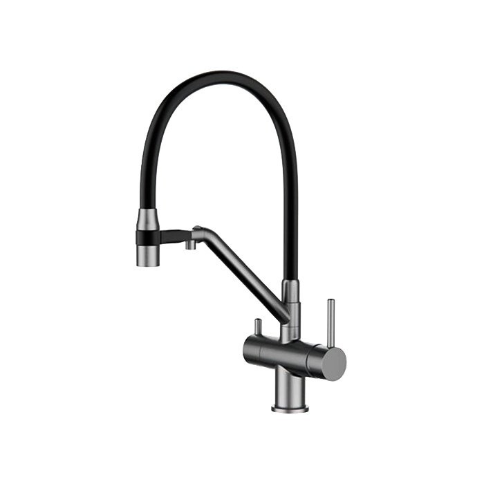 Смеситель для кухни Gappo G4398-89 с гибким изливом, оружейная сталь