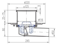 Душевой трап AZARIO DN50 12,0х12,2 см универсальный (AZ-425 X L)