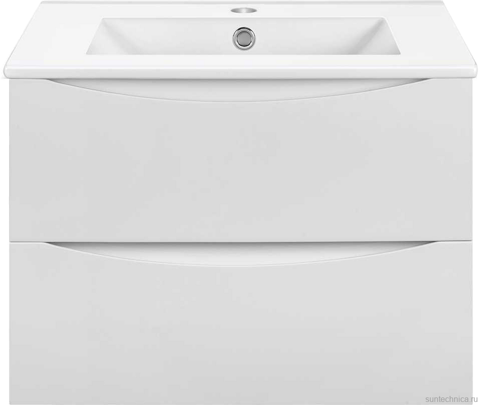 Тумба под раковину Vincea Mia Slim 70, подвесная, 2 ящика, белая глянцевая