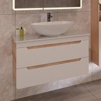 Тумба с раковиной Lemark Olivia 100 дуб кантри, белая глянцевая, раковина Триумф