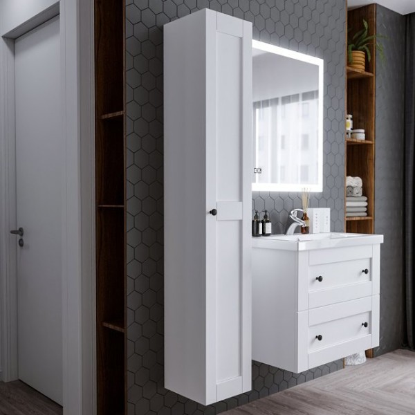 Шкаф пенал для ванной Бриклаер Хелена белый