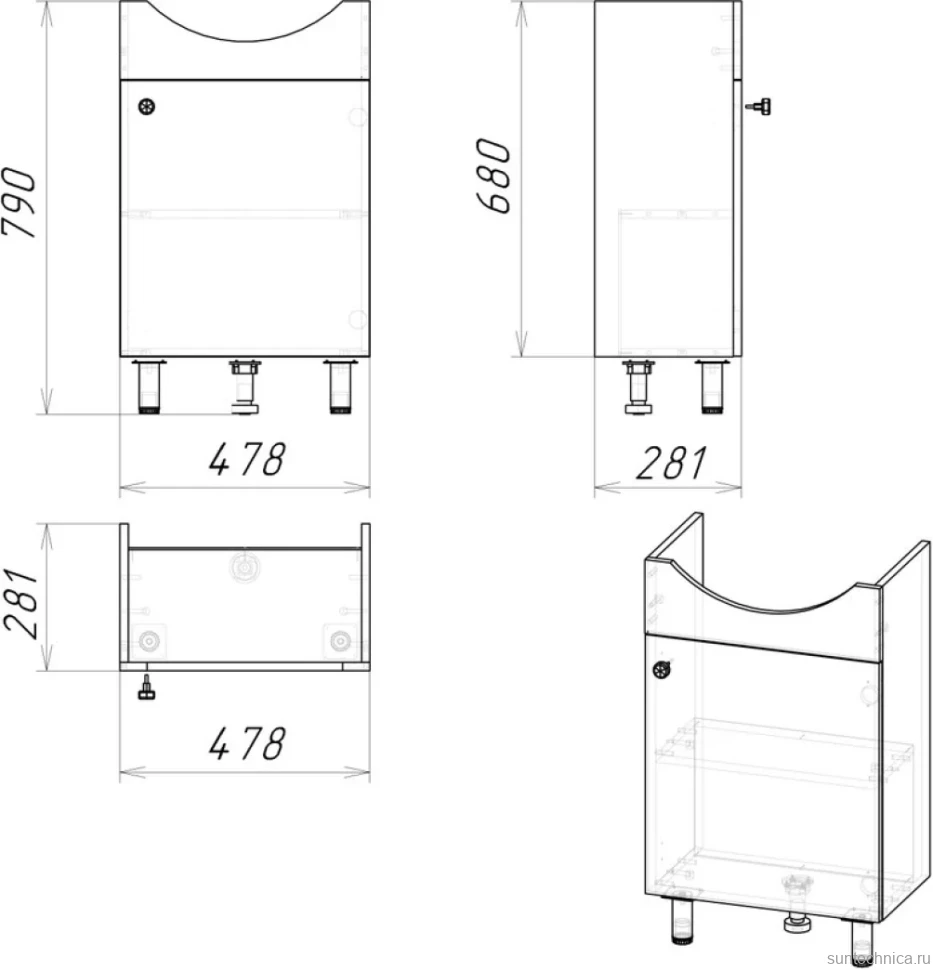 Мебель для ванной комнаты Grossman Eco Line Эко 52 3 в 1, белая