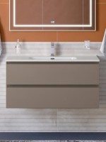 Тумба с раковиной BelBagno Kraft 100 подвесная, матовая бежевая, раковина bb1000etl