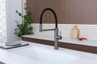 Смеситель для кухни Paulmark Ganymede Diamond Gd613199-GM с гибким изливом, вороненая сталь