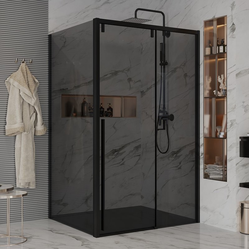 Душевой уголок Ambassador Intense 110022202IBB-100IBB 130х100 см, профиль черный