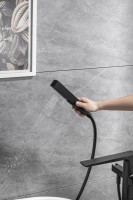Напольный смеситель для ванны с душем Allen Brau Infinity 5.21009-31 С ВНУТРЕННЕЙ ЧАСТЬЮ, чёрный матовый