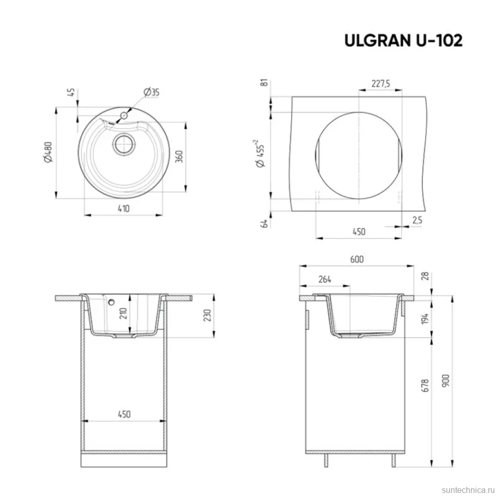 Мойка кухонная Ulgran U-102 -307 терракот