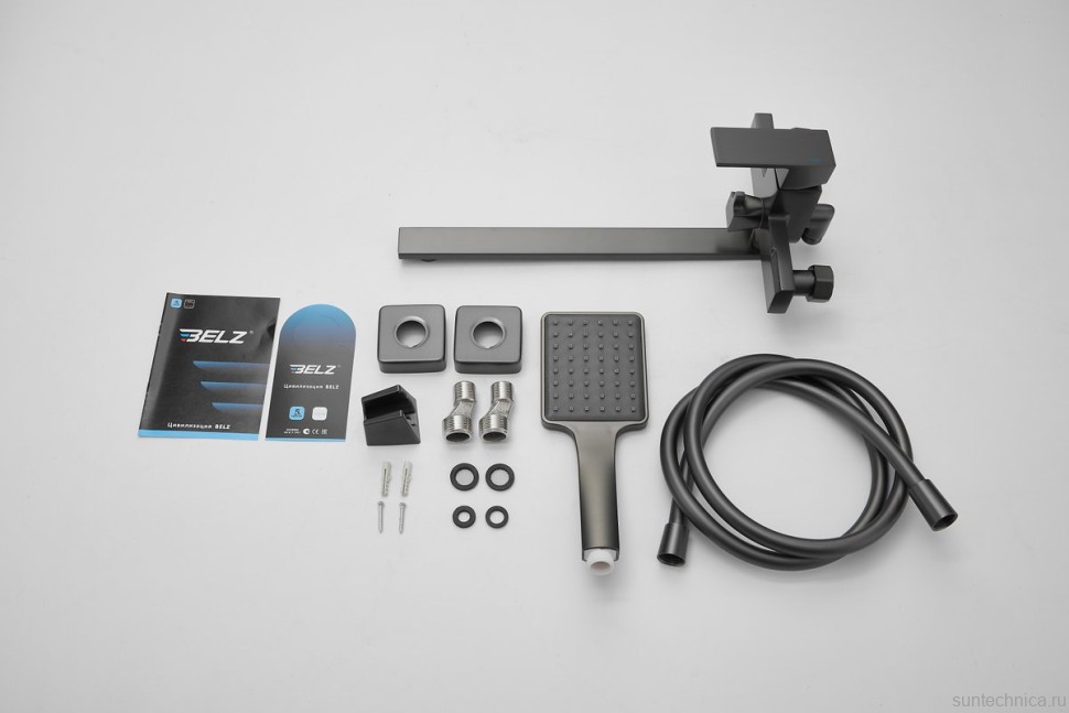 Смеситель с длинным изливом для ванны BELZ B22613-3 вороненая сталь