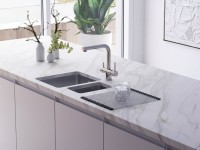 Комплект Мойка Omoikiri TADZAVA 38-U-IN нержавеющая сталь + Измельчитель Nagare slim 1250-AZ azur blue
