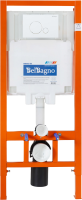 Комплект Унитаз подвесной BelBagno Uno BB3105CHR/SC безободковый, с микролифтом, инсталляция BB002-80 с кнопкой BB014-SR-BIANCO