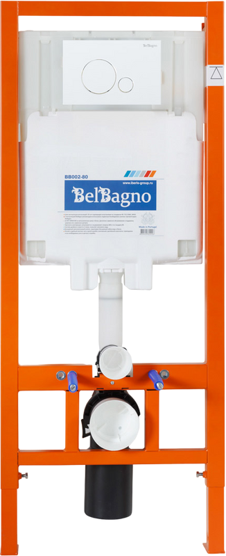 Комплект Унитаз подвесной BelBagno Uno BB3105CHR/SC безободковый, с микролифтом, инсталляция BB002-80 с кнопкой BB014-SR-BIANCO