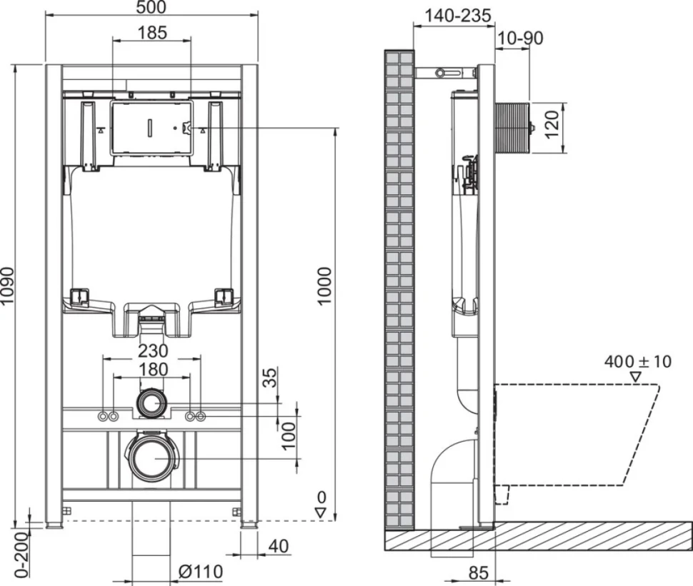 Комплект Унитаз подвесной BelBagno Uno BB3105CHR/SC безободковый, с микролифтом, инсталляция BB002-80 с кнопкой BB014-SR-BIANCO