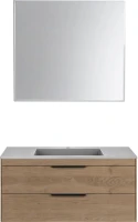 Мебель для ванной комнаты Vincea Chiara 2D 100, 2 ящика, натуральный дуб, с серой раковиной