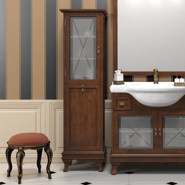 Шкаф пенал для ванной Opadiris Борджи L светлый орех