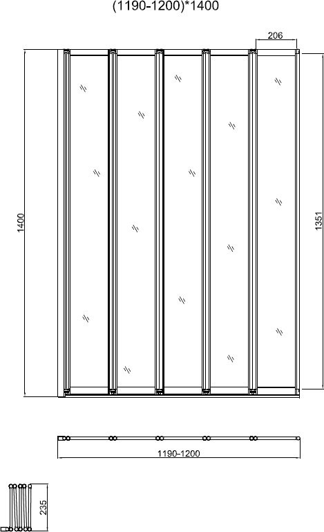Шторка на ванну Vincea VSB-32120CL 120х140