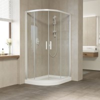 Душевой уголок Vegas Glass ZS-F 110*80 01 01 профиль белый, стекло прозрачное