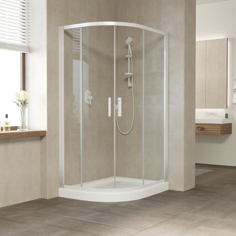 Душевой уголок Vegas Glass ZS-F 110*80 01 01 профиль белый, стекло прозрачное