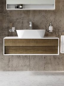 Тумба под раковину со столешницей Ravak Step SD 100 глянцевая белая, орех