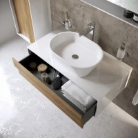 Тумба под раковину со столешницей Ravak Step SD 100 глянцевая белая, орех