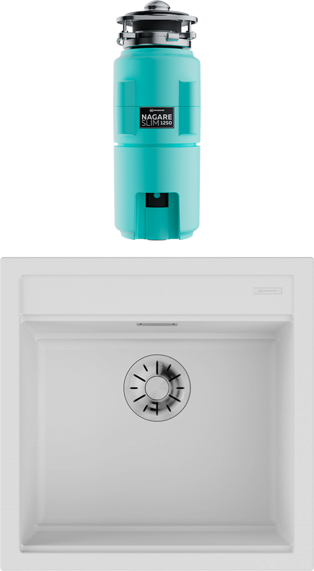 Комплект Мойка Omoikiri Kitagawa 51-WH белая + Измельчитель Nagare slim 1250-AZ azur blue