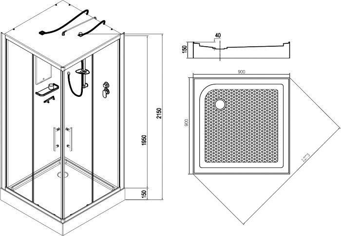 Душевая кабина Esbano Led ESKL90CKR