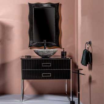 Мебель для ванной Armadi Art Monaco 100 столешницей из мрамора черная, хром