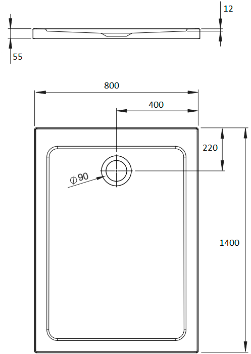 Поддон для душа Radaway Doros F 140x80 с сифоном