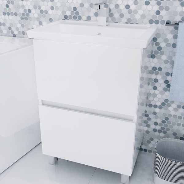 Тумба под раковину 1MarKa Aris 70Н напольная, белый глянец