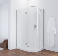 Душевой уголок Vegas Glass AFS-F 110*90 07 01 L профиль матовый хром, стекло прозрачное