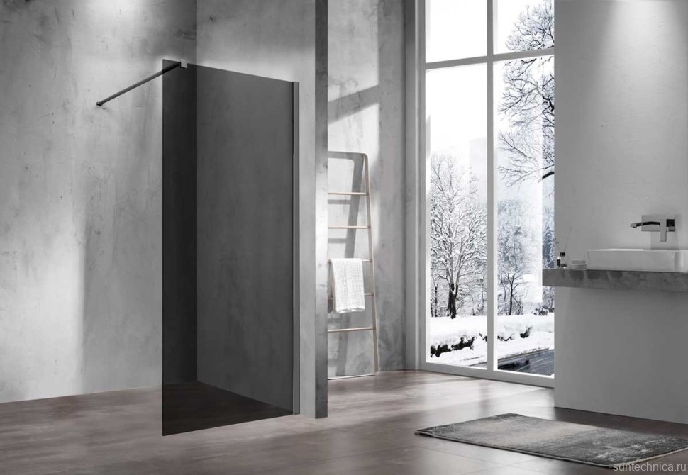 Душевая перегородка Vincea Walk-in VSW-1H800CGGM 80 см, профиль вороненая сталь, стекло тонированное