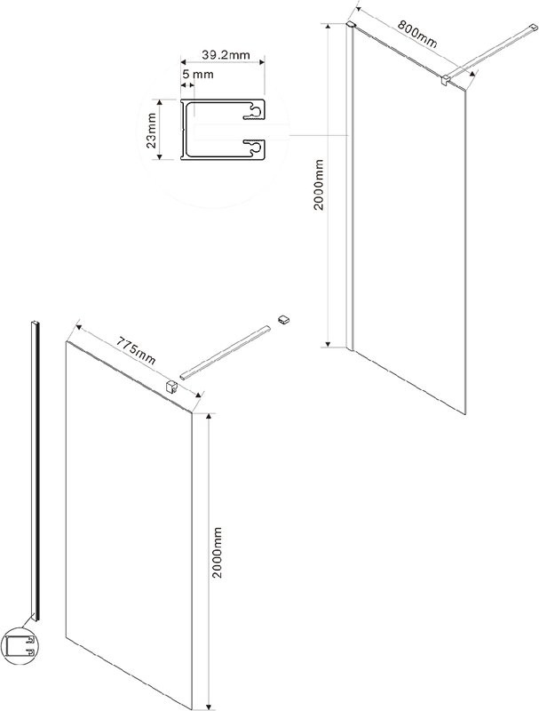 Душевая перегородка Vincea Walk-in VSW-1H800CGGM 80 см, профиль вороненая сталь, стекло тонированное