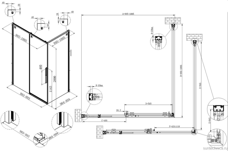 Душевой уголок Vincea Ultima VSR-7UL1010CL 100х100 см, профиль хром, стекло прозрачное