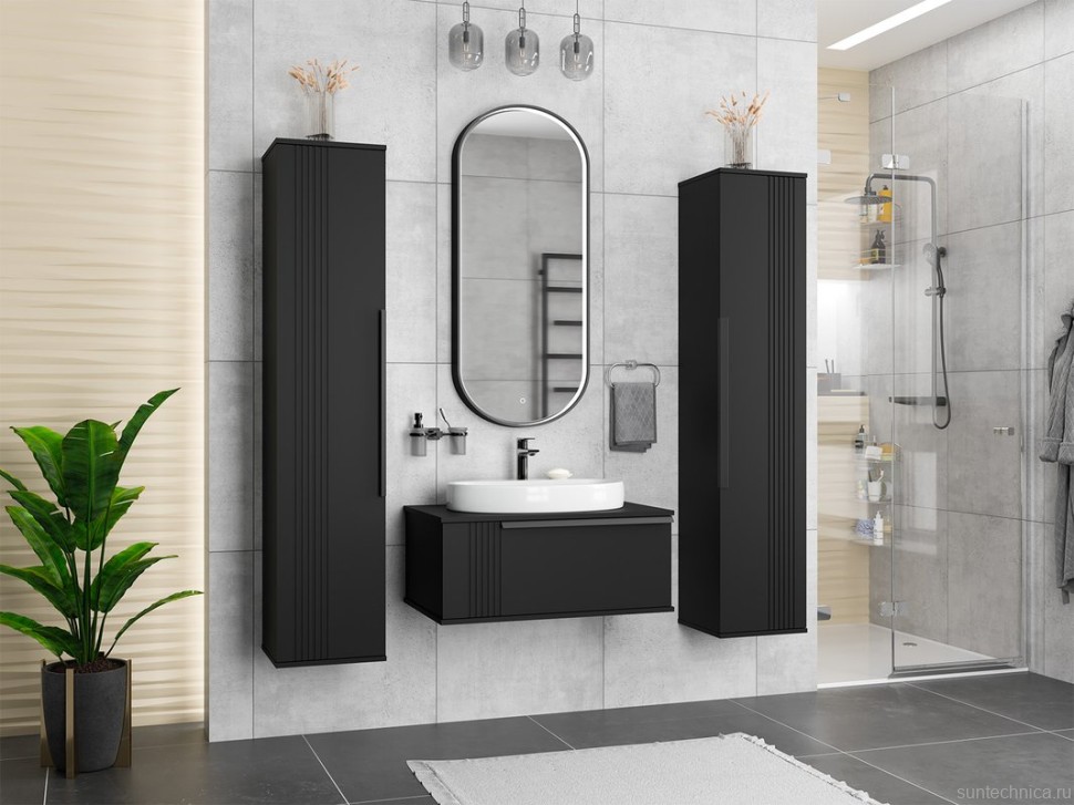 Шкаф пенал для ванной Brevita Savoy 35 универсальный, черный