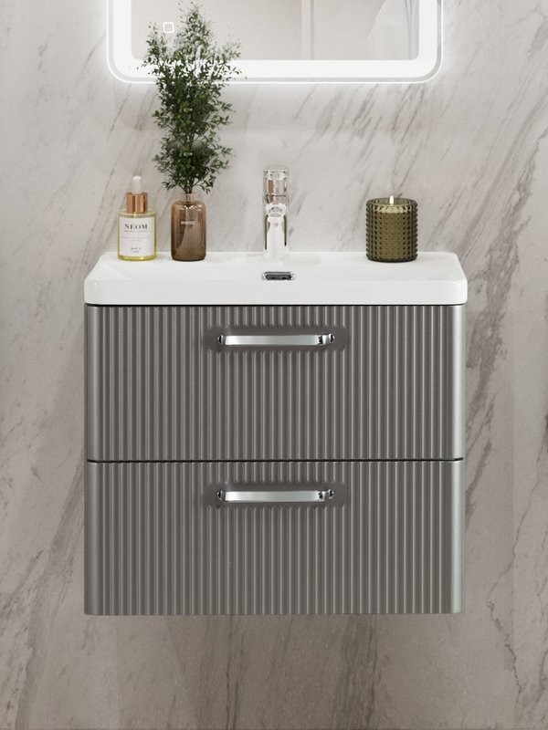 Тумба с раковиной BelBagno Due 60 ручки хром полированный, сатин