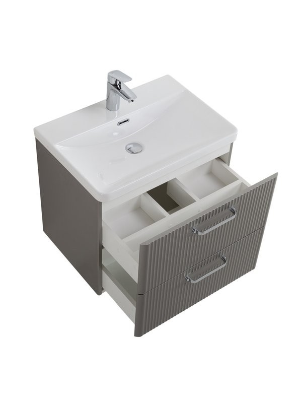 Тумба с раковиной BelBagno Due 60 ручки хром полированный, сатин