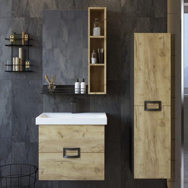 Мебель для ванной комнаты Sanflor Выборг 60 подвесная, дуб крафт золотой