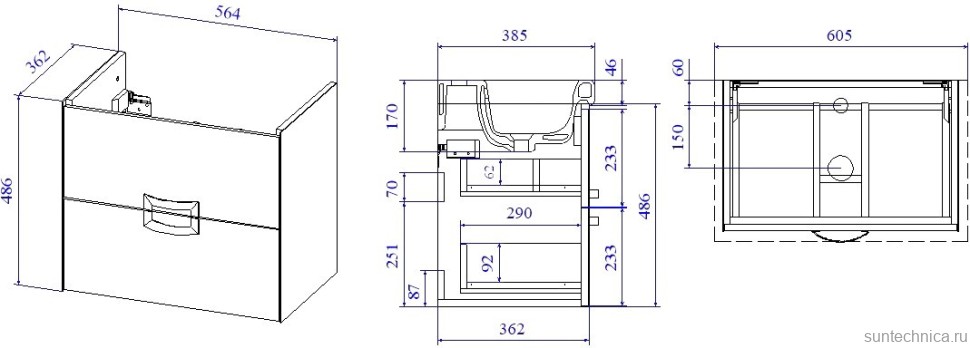 Мебель для ванной комнаты Sanflor Выборг 60 подвесная, дуб крафт золотой