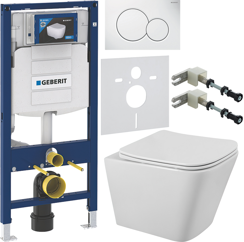 Комплект Унитаз подвесной BelBagno Ardente-R BB520CHR безободковый + Крышка Due BB3103/3106SC с микролифтом + Инсталляция Geberit Duofix UP 320 111.300.00.5 + Кнопка Sigma 01 115.770.11.5 белая + Крепления 111.815.00.1 к стене + Звукоизоляция