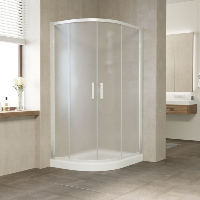 Душевой уголок Vegas Glass ZS-F 110*90 01 10 профиль белый, стекло сатин