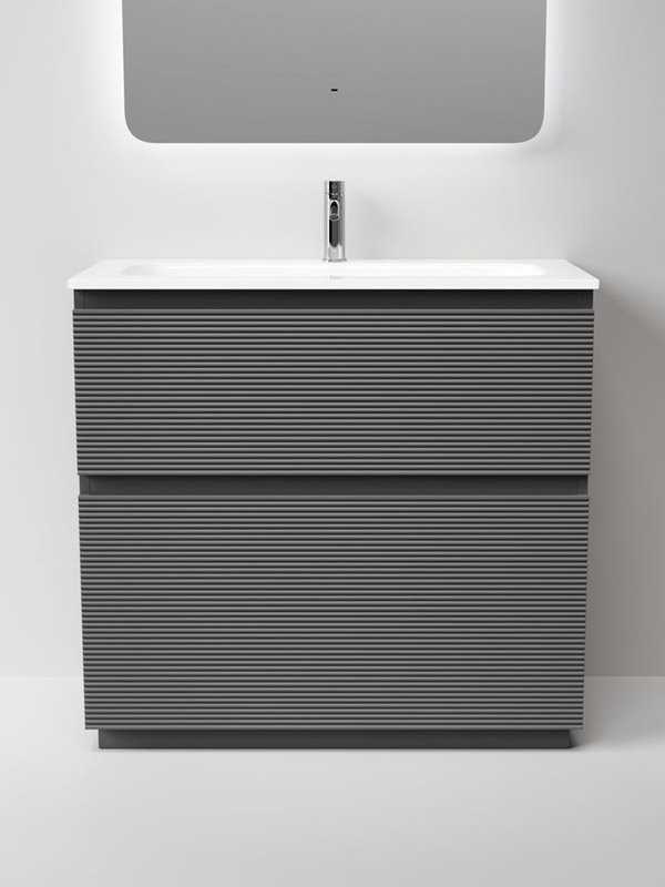 Тумба с раковиной Sancos Folk Floor 90 напольная, grey soft, раковина CN7019