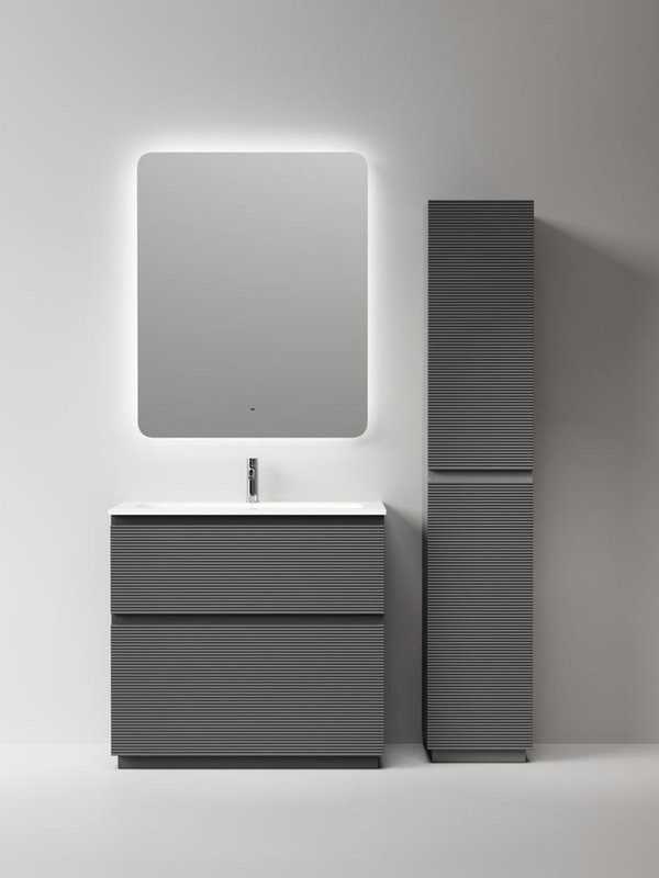 Тумба с раковиной Sancos Folk Floor 90 напольная, grey soft, раковина CN7019