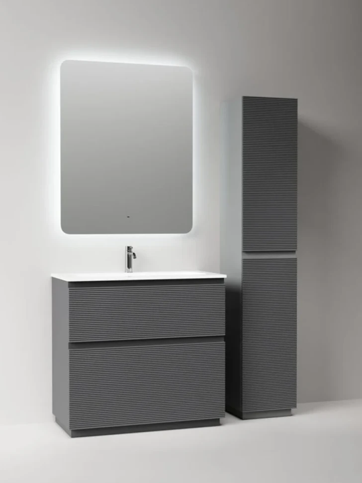 Тумба с раковиной Sancos Folk Floor 90 напольная, grey soft, раковина CN7019
