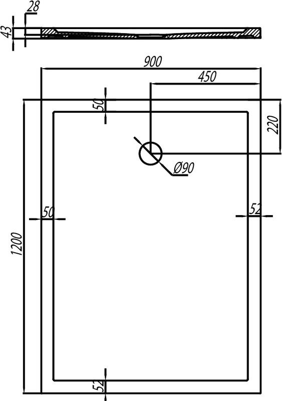 Поддон для душа AQUATON Калифорния 120x90