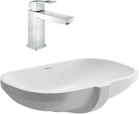 Комплект Смеситель Grohe Eurocube + Раковина Duravit D-code 0338490000 встраиваемая