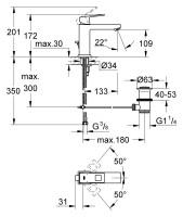Комплект Смеситель Grohe Eurocube + Раковина Duravit D-code 0338490000 встраиваемая