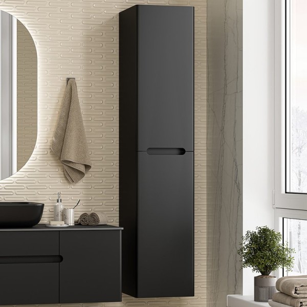 Шкаф пенал для ванной Misty Роял черный матовый