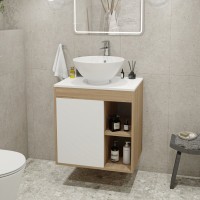 Тумба с раковиной Teymi Nura 60 дуб эврика, матовая белая, раковина Lina kuppi D40