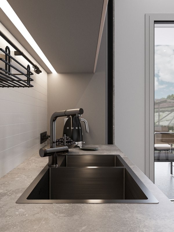 Смеситель для кухни Emar PVD ЕС - 7026 PVD Dark