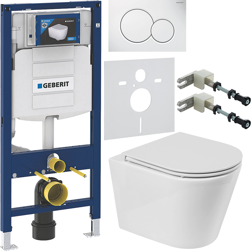 Комплект Унитаз подвесной BelBagno Flay-r + Крышка BB870SC с микролифтом + Инсталляция Geberit Duofix UP 320 111.300.00.5 + Кнопка Sigma 01 115.770.11.5 белая + Крепления 111.815.00.1 к стене + Звукоизоляция