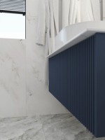 Тумба под раковину со столешницей La Fenice Terra 100 подвесная, синяя, столешница белый мрамор